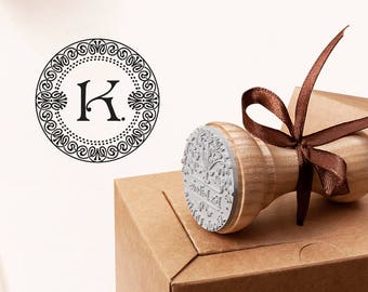 K MONOGRAM STAMP - Carta K Sello - Sello de tarjeta de visita - Regalo inicial K - K sello de goma - Monograma de negocios K - Regalo de cumpleaños K