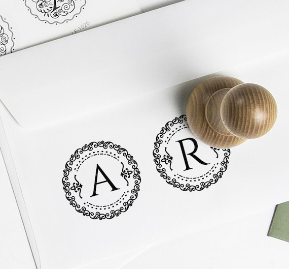 Custom Couple Initials, 2 Name Letters with Ornate Border, Alphabet Wood Stamps, Handmade Gifts for Couples Anniversary in Special Boxes