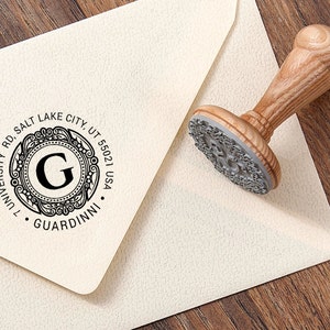 Sello de monograma Dirección de retorno Año de fundación Empresa familiar personalizada Caja de regalo única y artesanal