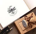 Ex libris Book Stamp Dragonfly, Personalized Art Gifts in Special Packaging product logo