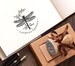 Ex libris, Dragonfly, Book Stamp, Personalized Bookplate, Insect Bug Art, Floral Twig, Book Lovers Gifts, Special Box 