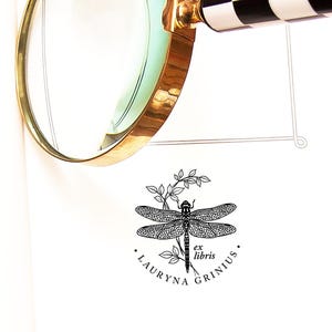 Dragonfly rubber stamp print on the book, www.exlibrisgallery.com