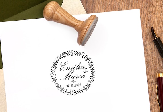 WEDDING INVITE STAMP - Custom Wedding Stamp - Save the Date Stamp -  Floral Border Stamp - Gift for Couple
