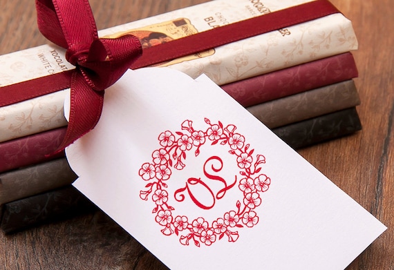 CUSTOM INITIAL STAMP - Monogram Stamp - Initial Gift Stamp - Flower Crown Initials - Rubber Stamp Flower