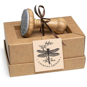 Name rubber stamp dragonfly, handmade gifts for women men, www.exlibrisgallery.com