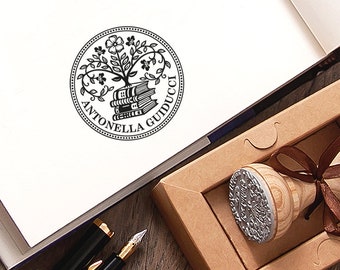 Personalized Book Stamp, Tree of Life, Library Bookplate, Gift Box