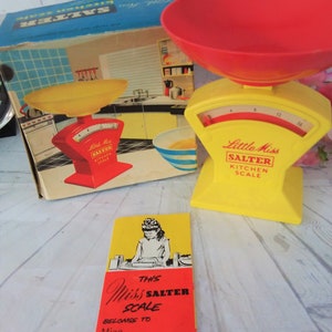 Salter scales, Little Miss Salter scales in original box with instructions, working childrens toy. 1960s toy.
