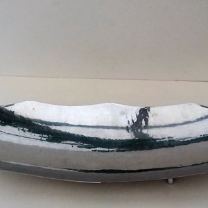 Arts and Crafts L R I Borrowdale, planished steel tripod dish, hand finished, hand finished dish, table decor, hand hammered metal.