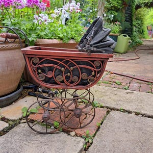 Victoriana baby carriage.  Reproduction dolls pram. dolls stroller, small baby buggy.