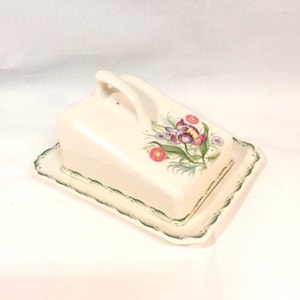 Susie Cooper Pottery Lidded Cheese Dish: Parrot Tulip Design