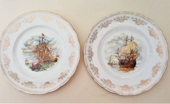 Gainsborough Bone China Plates X 2 Nautical Themed Home Decor Etsy