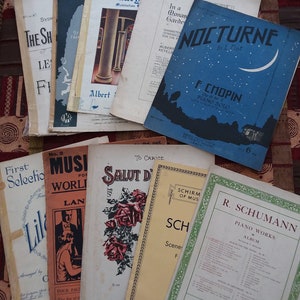 Sheet music, classical music and songs, 10 x vintage music magazines from the 1920s to 1940s.