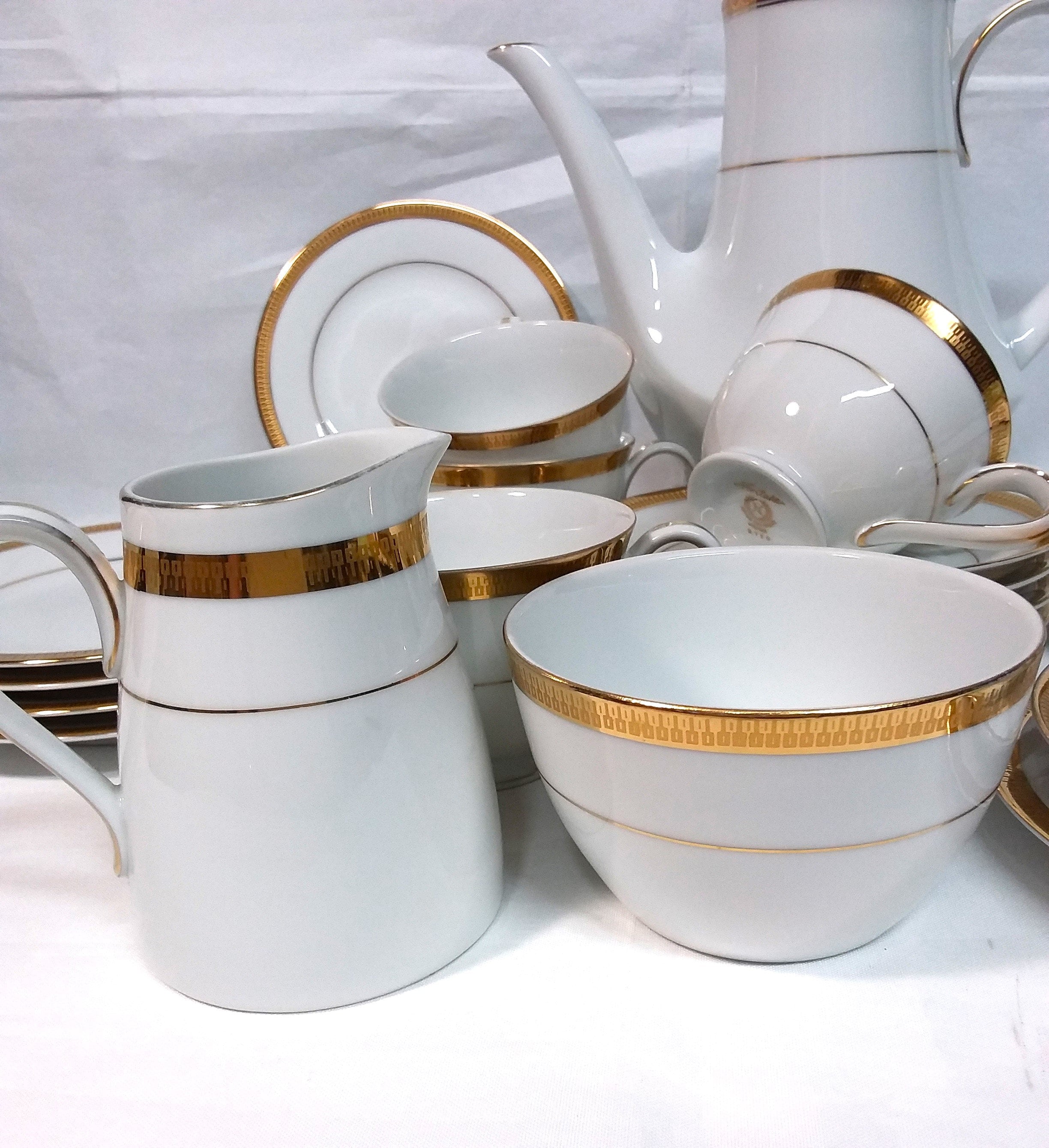 Noritake Richmond Tea Set: White China With Gold Band, 21 Piece - Etsy