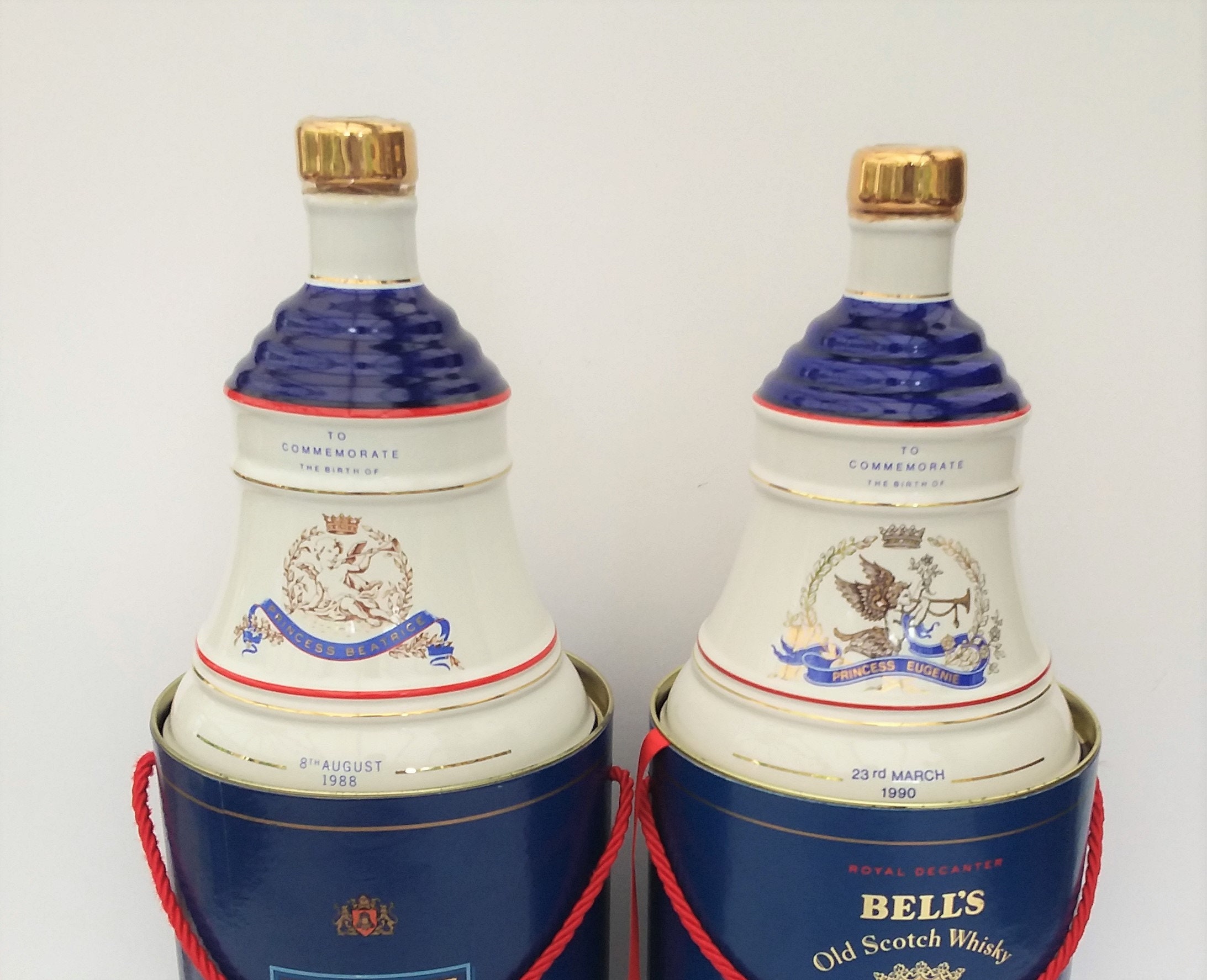 Whisky decanters 2 x porcelain Arthur Bells commemorative Etsy