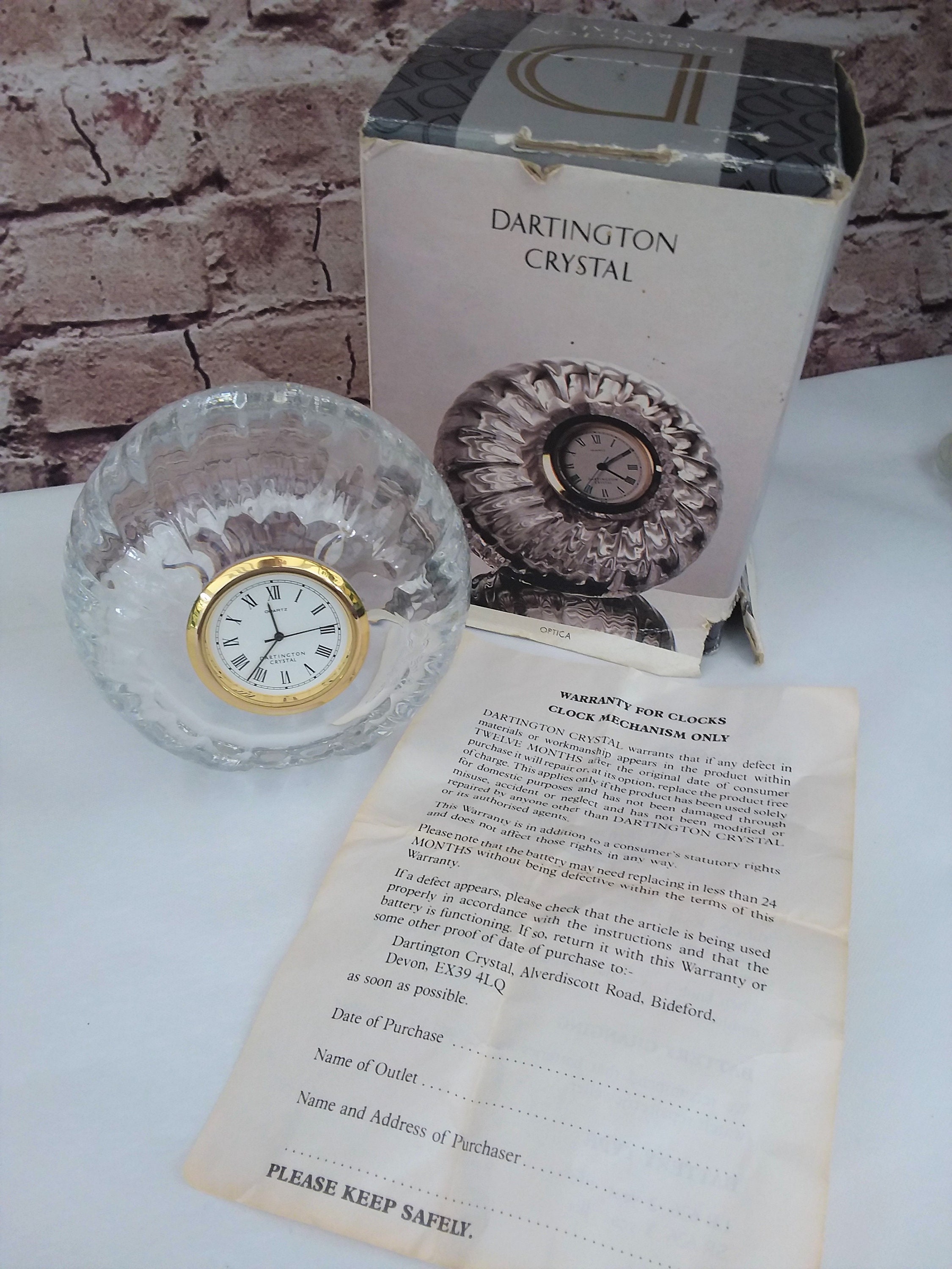 Dartington Crystal optica glass clock vintage cut crystal Etsy