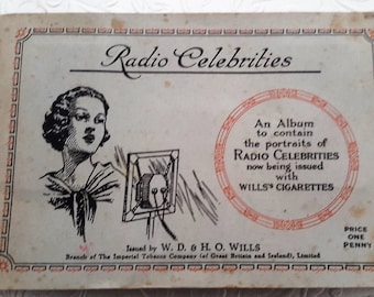 Cigarette trading cards, W. D. & H. H Wills, Radio Celebrities, trading cards from the 1930s, collectibable ephemera, tobacciana.