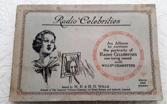 radio celebrities cigarette cards Cigarette Cards, W. D. & H. H Wills, Radio Celebrities, Trading Cards From  the 1930s, Collectibable Ephemera, Tobacciana