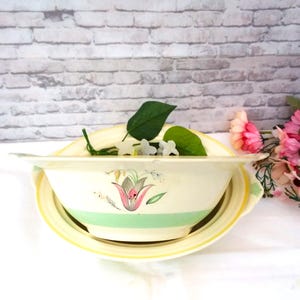 Susie Cooper Newhall Hanley pottery Romney pink tulip design, serving dishes x 2.