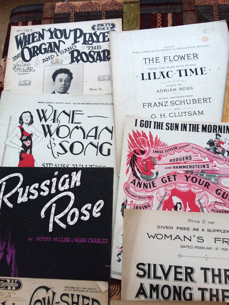 Sheet Music and song, 13 x vintage music magazines, scores and songs from the 1920s to 1940s. image 1
