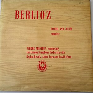 Vintage Vinyl Record, &#39;Berlioz&#39; Romeo and Juliet, complete. Collectors Pierre Monteux, London Symphony Orchestra, Two Long Play Records