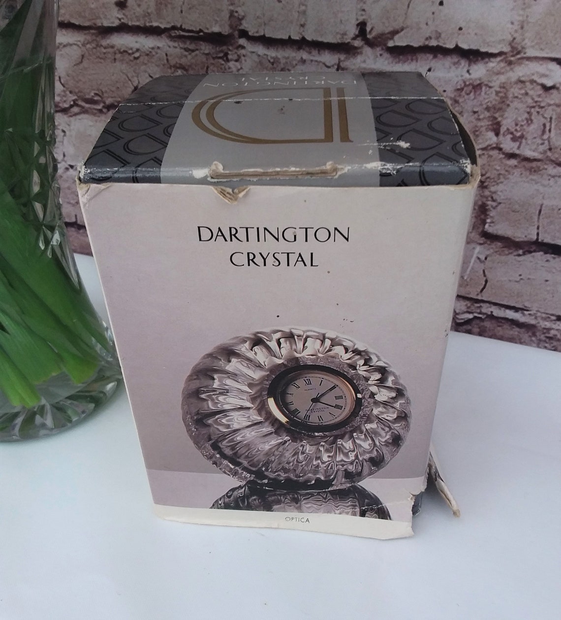 Dartington Crystal optica glass clock vintage cut crystal Etsy
