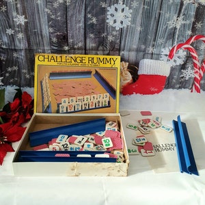 Challenge Rummy, vintage spel met instructies, in originele doos, spel voor 4 plaayers.