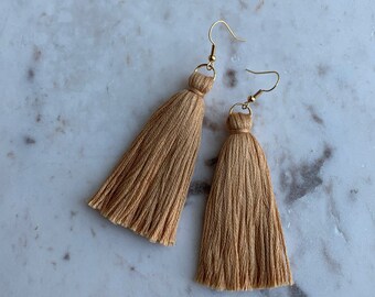 Tan clearance tassel earrings