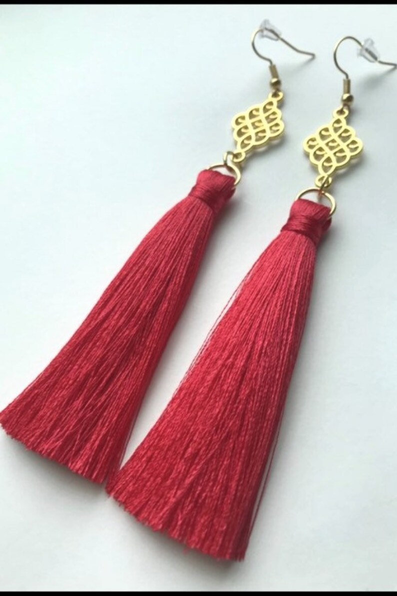 Red Tassel Earrings Tassel Earrings Fringe Earrings Trendy Etsy