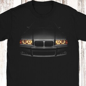 Beemer E36 320 T-shirt Phares Glow T-shirt noir Bimmer Angel Eyes Vacances Cadeau de Noël Anniversaire