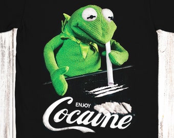 Genieße-Kokain-Frosch T-Shirt | Kokain Kult Logo Droge Spaß Grafik Shirt | S - 3XL