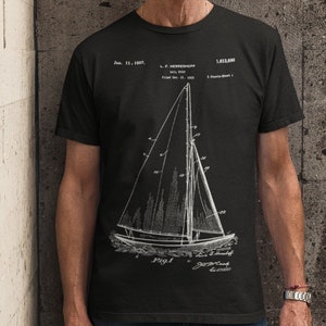 Vintage Segelboot Patent 1881 T-Shirt Herren Geschenkidee Segeln Tee Urlaub Geschenk Weihnachten Geburtstagsgeschenk