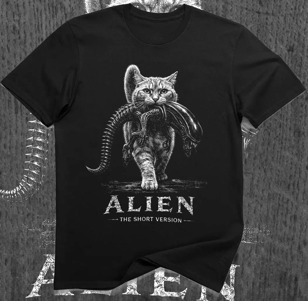 Alien the Short Version Cat Shirt – Sci-fi Horror Parody Graphic Tee - Etsy