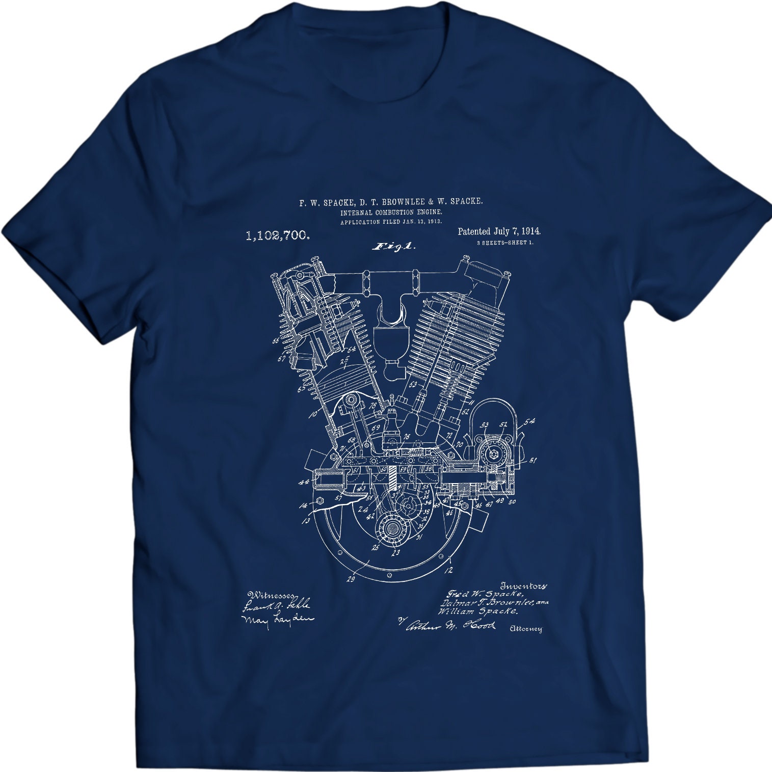 バイクエンジン特許Tシャツ：100%コットングラフィックTシャツ - Etsy 日本