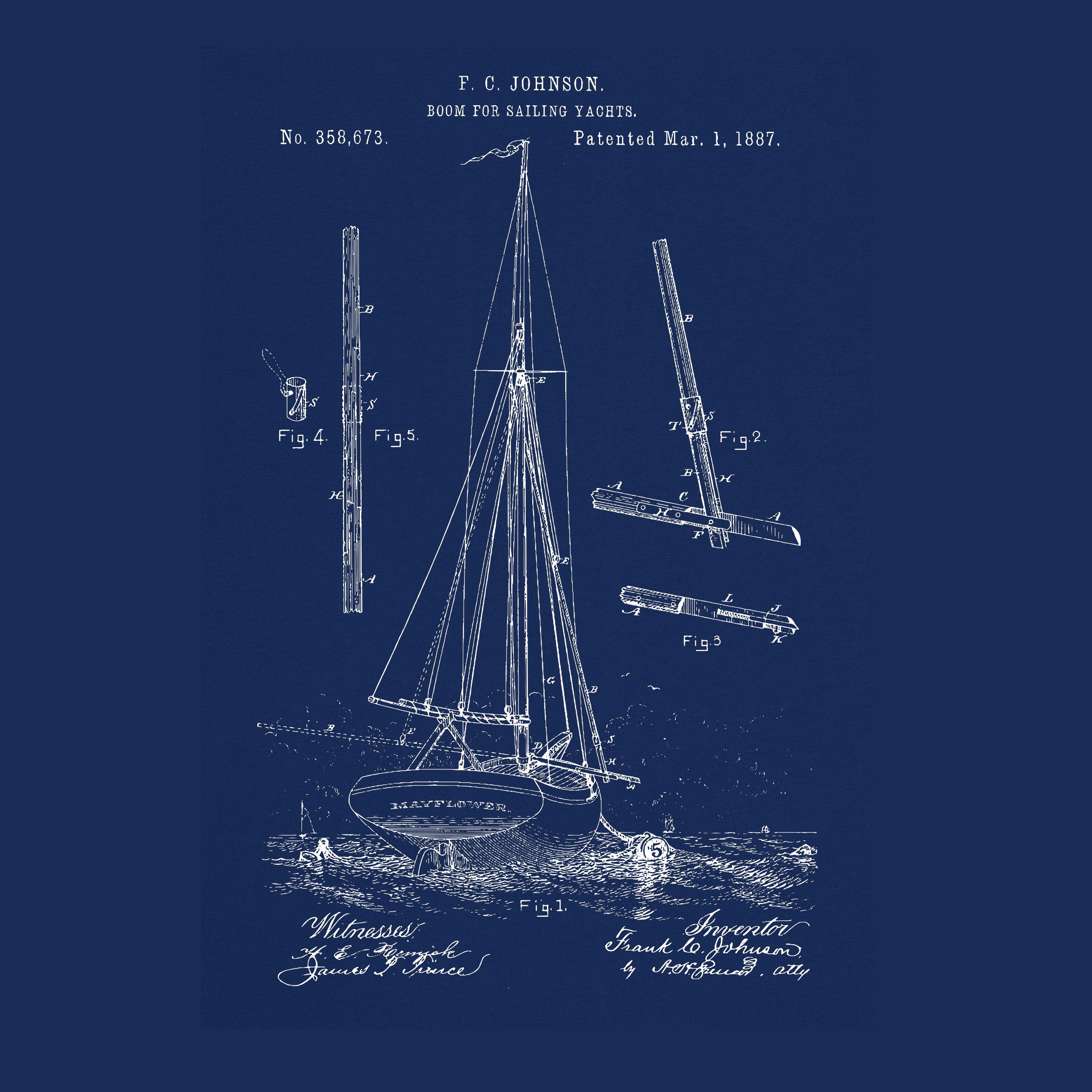 1887年帆船ヨット特許Tシャツ：航海設計図デザイン - Etsy 日本