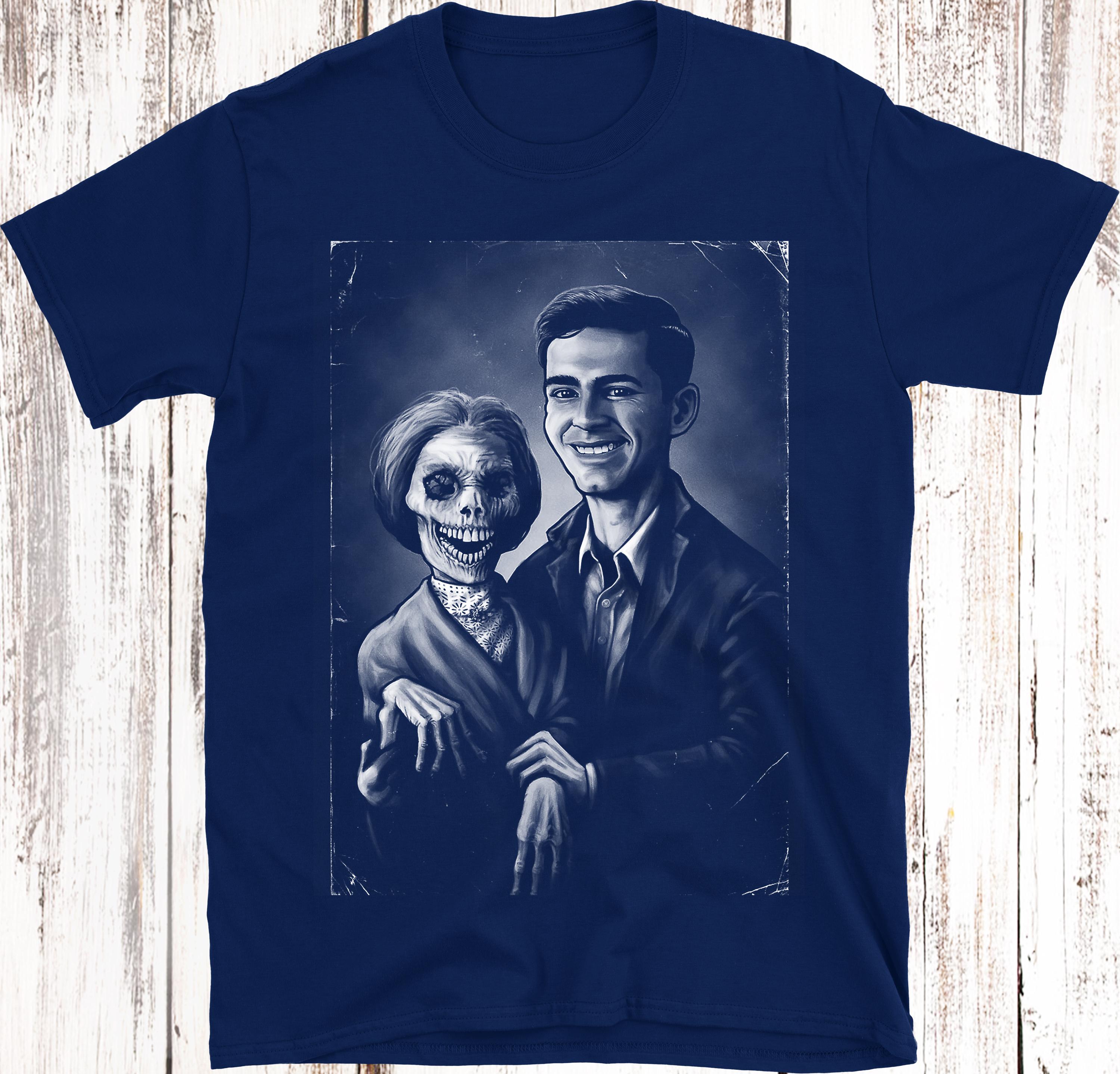 サイコTシャツ：ベイツ家のポートレート、ヒッチコックのホラー映画T 