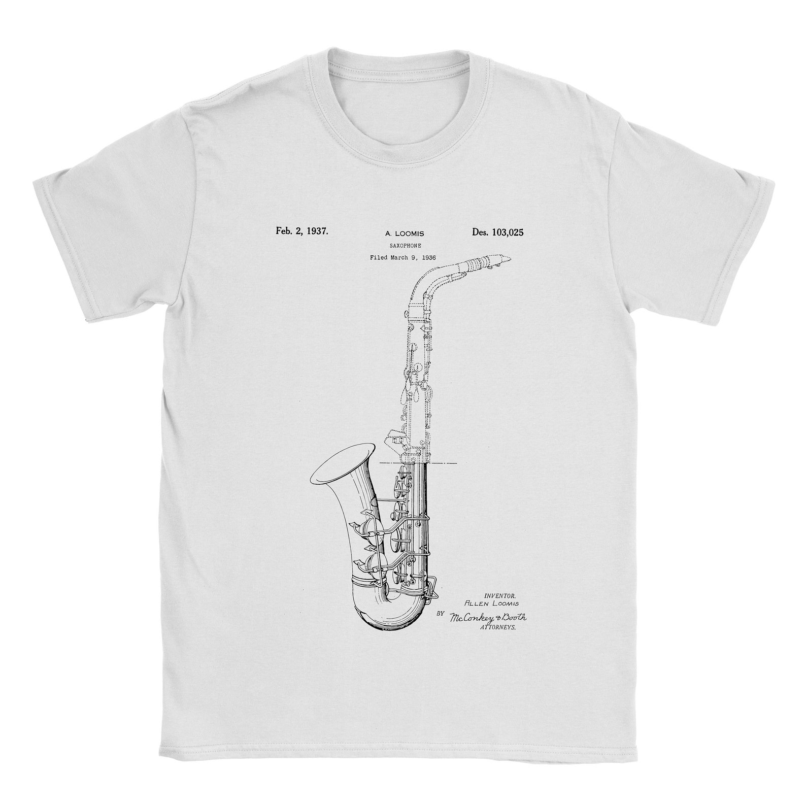 Saxophone Alto Sax Mendini Tuner Tenor Patent Tshirt Mens Etsy