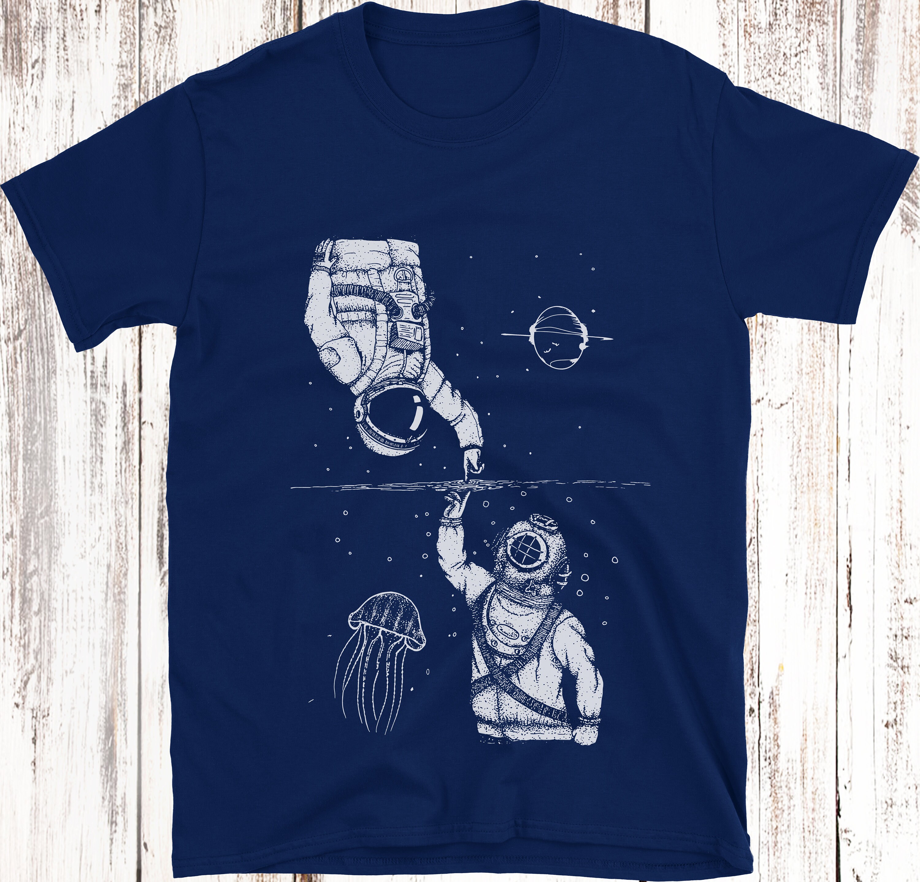Astronaut and Deep Sea Diver T-shirt 100% Cotton - Etsy