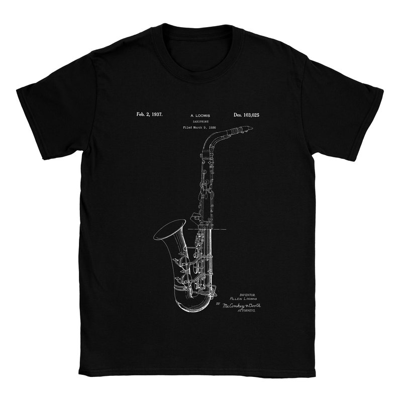 Saxophone Alto Sax Mendini Tuner Tenor Patent Tshirt Mens Etsy