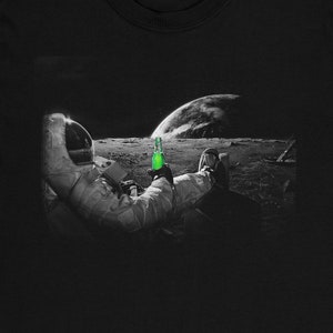 Astronaut Drinking Beer on the Moon T-Shirt - Mens Gift