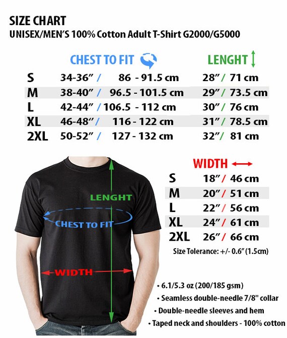 G2000 Shirt Size Chart