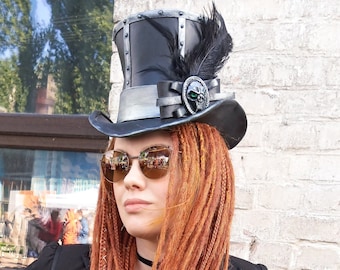 Steampunk top hat, steampunk cosplay, victorian steampunk, riding hats steampunk, steampunk hats and headgear, custom cosplay, silver hat
