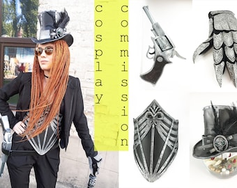 Steampunk costume with hat Сosplay for women under the order Сosplay eva armor Glove with claws Steampunk cane Hat with feathers