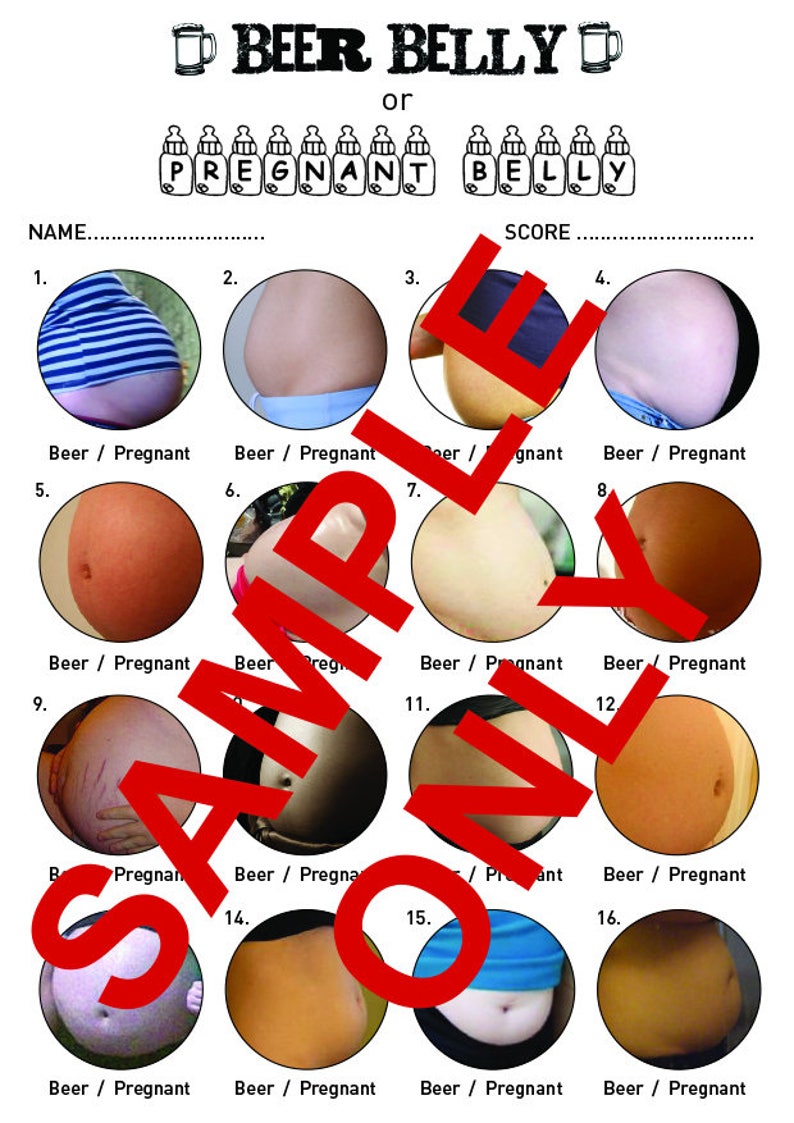 Baby Shower Game Beer Belly Or Pregnant Belly Pdf Etsy