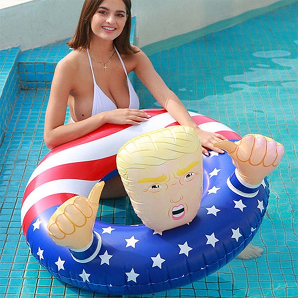 Funny Inflatable Pool Float Tube USA Flag Design Water Swimming Ring for Beach Lake Pool