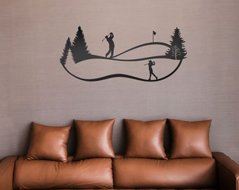 Metal Wall Art, Golf, Trees, Scenic, Tree, Landscape, Couple, Evergreen, Decor