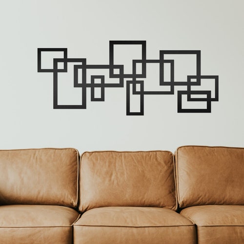 Modern Squares Metal Wall Art Geometric Art Large Square Etsy