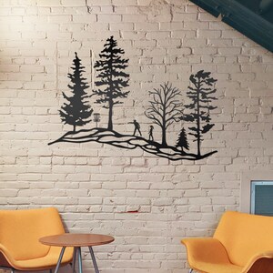 Metal Tree Hillside, Disc Golf, Golf, Hike, Metal Wall Art, Decor, Trees, Metal Trees, Metal Scene, Black