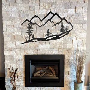 Mountain Bike, Metal Wall Art, Decor, Mountain, Bike, Trees, MTB, Bike Wall Art, Bicycle