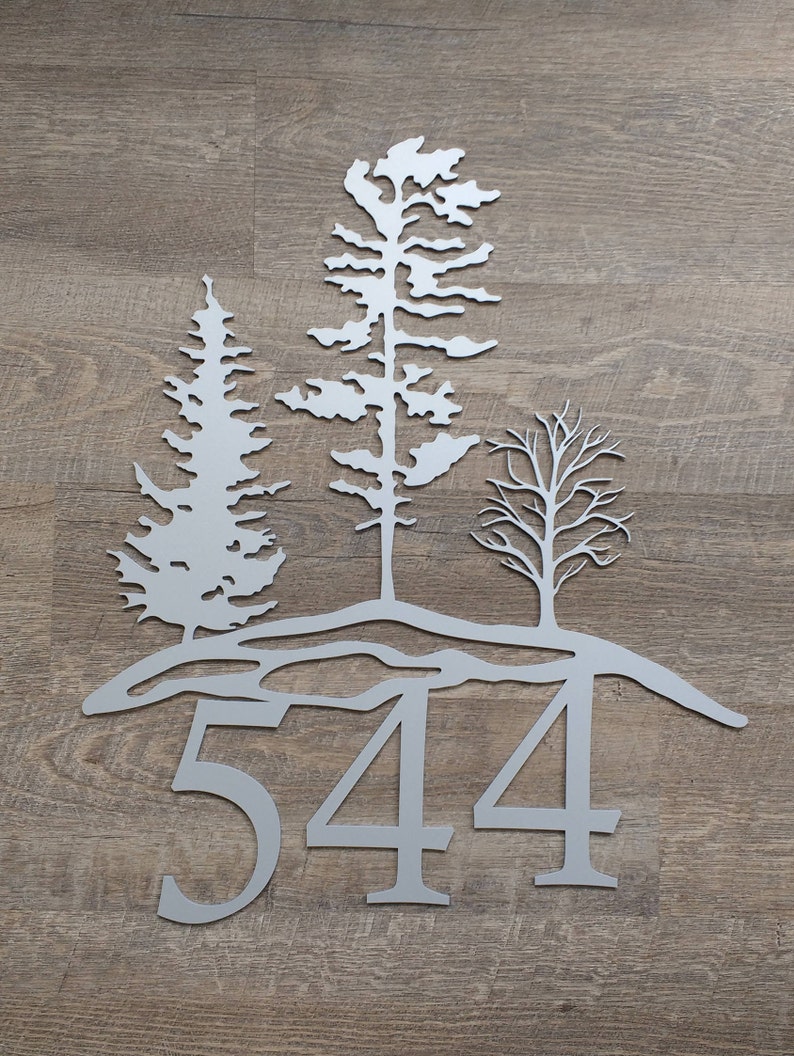 Tree House Number Custom Sign Street Number Metal House Etsy