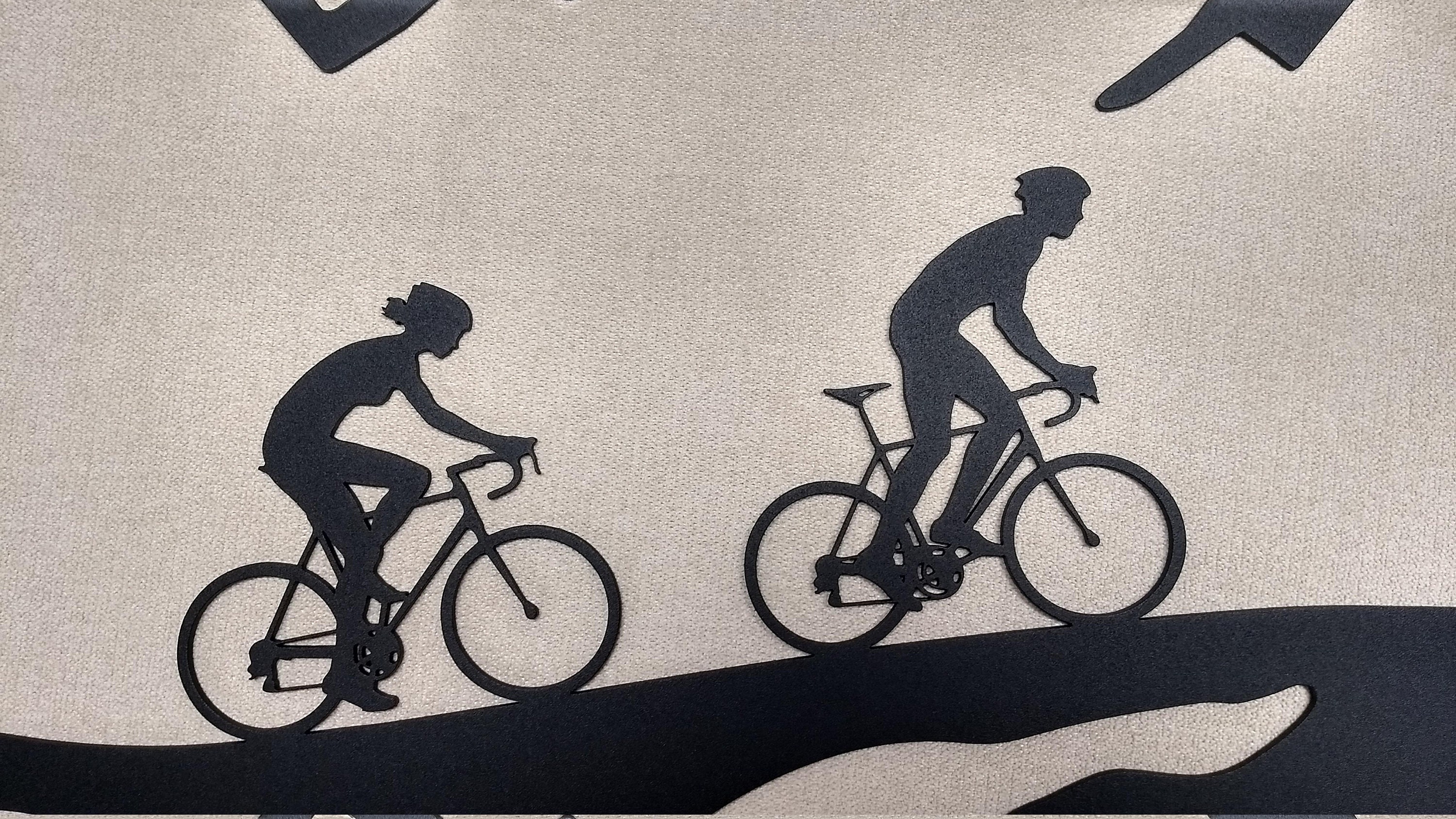 Metal Wall Art Decor Road Trees Bike Mountain Black - Etsy